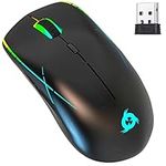 KLIM Ace - Rechargeable Wireless Gaming Mouse RGB Precision Sensor & Breathtaking RGB effect + 8 Customizable Buttons + Ambidextrous + Wired and Wireless Mouse for PC Mac and PS4 PS5