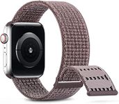 Nylon Sport Band Compatible with Apple Watch Band 38mm 40mm 41mm 42mm 44mm 45mm 46mm 49mm, Adjustable Breathable Women Men Braided Strap Compatible for iWatch Series 10/9/8/7/6/SE/Ultra Smokey Mauve A