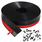 Taaizau 10m Universal Garage Door Top and Sides Seal Strip, Waterproof Self Adhesive Professional Sealing Includes 40pcs Screws, Black