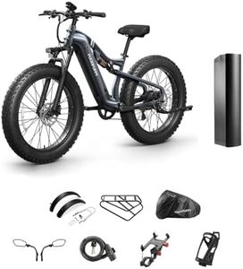 PUCKIPUPPY 26"x4" Fat Tire Ebike with Cargo Pack, Removable Display, 1350W Peak 28MPH 8 Speed Full Suspension 48V 20Ah Battery, Electric Bike for Adult (Labrador Pro)