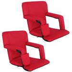 Saturnpower Portable Stadium Seat Chair Portable Stand Chair with Back and Cushion for Grandstand，Playground，Court，2 Pack (Red)