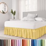 Wrap Around Dust Ruffle Bed Skirt - Yellow - for Full Size Beds with 15 in. Drop - Easy Fit Elastic Strap - Pleated Bedskirt with Brushed Fabric - Wrinkle Free, Machine Wash - by CGK Linens