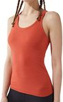 sphinx cat Yoga Racerback Tank Top for Women with Built in Bra,Women's Padded Sports Bra Fitness Workout Running Shirts (Orange, Large)