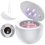 Accwork Ultrasonic Retainer Cleaner, 45kHz Ultrasonic Denture Cleaner with 4 Modes & Digital Timer for Aligners, Mouthguards, Night Guards, Toothbrush Heads, Jewelry (White)