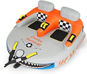 K-Musculo Towable Tubes Heavy Duty Water Tubes - 2 Person Shark Battle Tank, Boat Tubes & Towables, EVA Foam Pads, Drainage, Super Safe Handle, Quick Connector (F-1012)