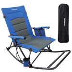 WKFAMOUT Folding Rocking Camping Chair with Foot Rest Portable Oversized Padded Rocking Chair for Outdoor Camp, Garden, Lawn, Heavy Duty for Adults Supports 400lbs