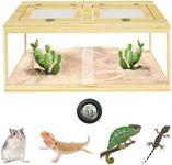 Reptile Terrarium Tank 34 Gallon, Snake Enclosure, Lizard, Leopard Gecko Tank with Openable Metal Mesh, Lockable Bearded Dragon Tank, Front Opening Reptile Cage (Pine, 32" x 16" x 16")