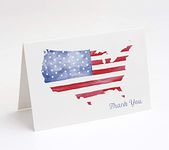 Stars and Stripes in The USA, American Flag Cards, 25 Blank Cards with Envelopes, Made in The USA