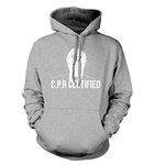 Haase Unlimited CPR Certified - Dwight Dummy Face Unisex Hoodie Sweatshirt (Light Gray, Large)