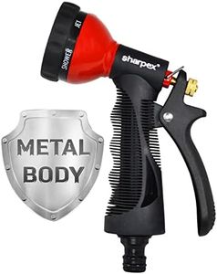 Sharpex High Pressure Water Gun Nozzle Spray for Garden Hose, Lawn, Car Washing, Bike Washer, Pets cleaning Sprinkler Water Gun - Heavy Duty Multi Adjustable Sprayer Nozzle For Pipe (Red), Metal