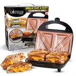 Gotham Steel Breakfast Sandwich Maker, 2 in 1 Panini Press Grill Sandwich Maker, Sandwich Press Sandwich Grill,Nonstick Grilled Cheese Maker with Easy Cut Edges, Indicator Light,Kitchen Gadgets, Black
