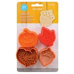 R&M International 0492 Autumn 2" Pastry/Cookie/Fondant Stampers, Turkey, Acorn, Pumpkin, Oak Leaf, 4-Piece Set