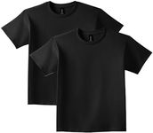 Gildan Unisex Kids Ultra Cotton Youth T-Shirt, 2-Pack T Shirt, Black, X-Small Plus UK