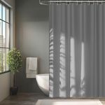 Seenus Light Grey Fabric Shower Curtain Liner with 3 Magnets, 72 x 72 inch Waterproof Cloth Shower Liner Washable with 12 Hooks, Neutral Grey Shower Curtain for Bathroom