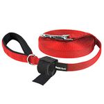 PETTOM Recall Lead for Dogs, 6 m/10 m/15 m, Robust Dog Lead - Exercise Lead with Padded Handle, Training Lead Cross Country Lead Durable Nylon Exercise Lead, Red, 15 m