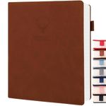 UIRIO Thick Journaling Notebook (Brown) - 360 Pages A4 Daily Journal Lined Paper - Wide Ruled Notebooks for Work, Writing, School, Men, Women, Dairy