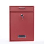 Wall Mounted Locking Vertical Dropbox Mailbox - Safe and Secure (Large) | Made with Galvanized Steel | Red