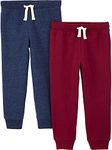 Simple Joys by Carter's Boys' Toddler 2-Pack Fleece Joggers, Navy/Burgundy, 2T