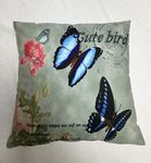 RAYYAN LINEN BLUE DUCK EGG GREEN BUTTERFLY PRINTED CUSHION COVER OR PILLOWCASES 18 X 18 OR 45 X 45 CM APPROX.