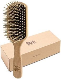 Big Rectangular Paddle Ash Wood Brush with Long Pins - Natural - Tek