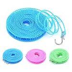 3 Packs 16.4ft Camping Clothesline Windproof Travel Clothe Drying Rope Portable Nylon Clothes Line Hanger for Indoor Outdoor Camping Home Hotel