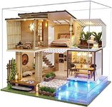 Spilay DIY Miniature Dollhouse Wooden Furniture Kit,Handmade Mini Home Model with Dust Cover & Music Box,1:24 Scale Creative Doll House for Friend Gift (Elegant and Quiet with dust Cover Music Box)
