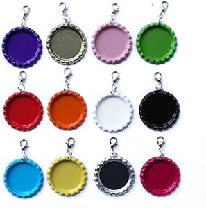 60 pcs Mixed Colors Metal Flattened Bottle Cap Beer Bottle caps with Lobster Clasps for DIY Zipper Pulls 12 Colors can be Choose