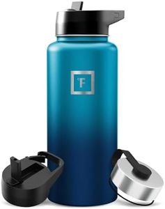 IRON °FLASK Camping & Hiking Hydration Flask with Straw, Wide Mouth Insulated Stainless Steel Sports Water Bottle - 32 oz Dark Night