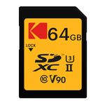 Kodak 64GB UHS-II U3 V90 Ultra Pro SDXC Memory Card - Up to 300MB/s Read Speed and 270MB/s Write Speed