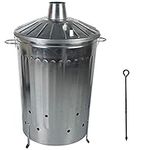 CrazyGadget® 125 Litre 125L Extra Large Galvanised Metal Incinerator Fire Burning Bin with Special Locking Lid + Free Ash Poker