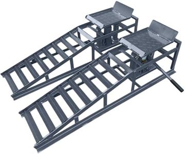 Car Truck Service Ramps,Portable Car Ramps for Oil Changes,2 Pack 12000LBS (5T) Capatity Car Lifts for Home Garage,Vehicle Auto Garage Repair.Lift Height Adjust 9.8"-15" (Gray 5T)