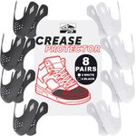 KP 8 Pairs Shoe Crease Protector | Crease Protectors for Dunk Low, Air Force 1, Jordan 1 + More | 4 White + 4 Black Pairs Crease Guards | Comfortable Sneaker Crease Protector | for Sizes 7-13 | Large
