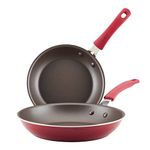 Rachael Ray Cook + Create Nonstick Frying Pans/Skillet Set, 9.5 Inch and 11.75 Inch, Red