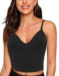 Melynnco Women's Basic Sexy Sleeveless Tank V Neck Cute Summer Cami Crop Top Black S