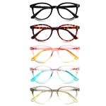 ZOECENT 5 Pack Blue Light Blocking Reading Glasses for Women Men,Spring Hinge Computer Readers Eyeglasses (Mix Color, 2.00)