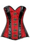 Daisy Corsets Women's Plus-size Top Drawer Brocade & Faux Leather Steel Boned Corset Underwear, Wine, 2X