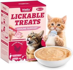 Wellix Squeezable Lickable Cat Treats Healthy - Grain-Free Chicken&Goat Milk Flavor Kitten Snacks (24 Count) - Soft Cats Treats for Immune Support&Promote Digestion