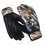 AlphaSports Soccer goalie gloves for kids Boys, Youth and Adult Football Goalkeeper Gloves with 4mm Latex Palm and Double Wrist Protection (Black, Size 5 suitable for 9 to 12 years old)