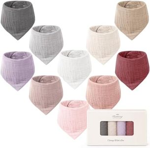 Konssy 10 Pack Baby Muslin Bandana Bibs for Drooling and Teething