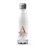 Print Maniacs Personalised Gift Stainless Steel Water Bottle Roses Thermal Vacuum Insulated Metal Water Bottle for 12 Hours Hot & 24 Hours Cold Drinks Sports Flask Work Gym Travel 500ml (White)