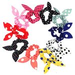 SANWOOD 10Pcs Rabbit Ear Hair Tie Bands Style Ponytail Holder