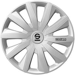 Sparco Set of 4 hubcaps 15’. Model Milano Silver. Sporty Design for Your car Rims. Strong and Durable Construction.