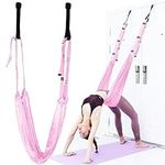 Yoga Fitness Stretching Strap Adjustable Stretcher Band for Waist Trainer Stretching Door Swing Flexibility Tensile Trainer with Carrying Pouch Back Bend Go Upside-Down for Yoga Practitioner Ballet Dancer Gymnastics Exercises (Pink)