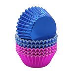 Huaswan Blue Pink Foil Cupcake Liners Standard Baking Cups for Baby Shower, 120-Count