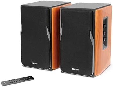 Edifier R1380DB 2.0 Active Bookshelf Speakers - Bluetooth, Optical, Coaxial, Line in Connection, Wireless Remote, 4inch Mid-Bass, Wooden Enclosure, 42W RMS - Brown