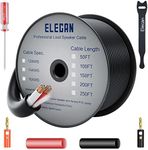 Elecan 14/2 Outdoor Speaker Wire Cable 150 Ft 14 Gauge AWG With Tool Kits-Direct Burial in Wall CL3 CL2 Rated-Pro Series 14AWG 2 Conductors-PVC Jacket& Film& Cotton-For Home Theater&Car Speakers-Black