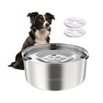 Kactoily 3L/101oz Large Capacity Dog Water Bowl Stainless Steel, No Spill Dog Bowl for Dog Splash Proof Dog Slow Water Feeder Dispenser