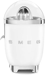 Smeg Retro 50's Style Citrus Juicer with Stainless Steel Reamer and Strainer, Anti-Drip Spout, 70W, White, CJF11WHUK