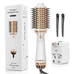 Plavogue Hair Dryer Brush,Dual Voltage Blow Dryer Brush Volumizer & Negative Ionic One-Step Hot Air Brush in One for Travel Salon Blowout Brush International Upgraded Version (White-80mm)