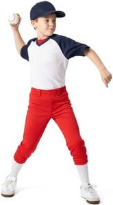 DEVOROPA 2T/3T/4T/5T to Big Kids Youth Boys Baseball Pants Girls Softball Pants Fast Pitch Tee Ball Practice Pants Pockets Red 12-13Years